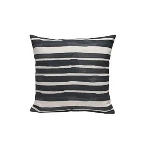 Coussin d'extérieur à rayures noires et blanches